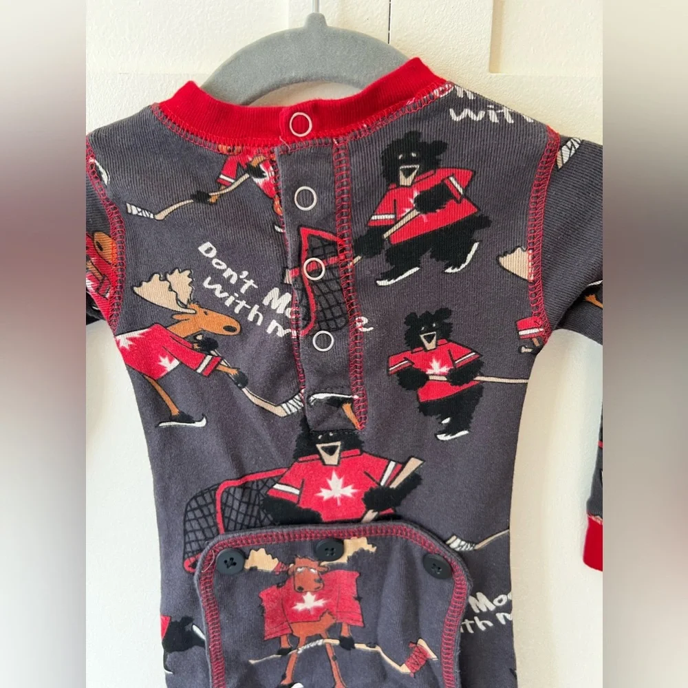 Lazy One Baby Don’t‎ Moose With Me One Piece Flapjack Pajamas Size 6 Months